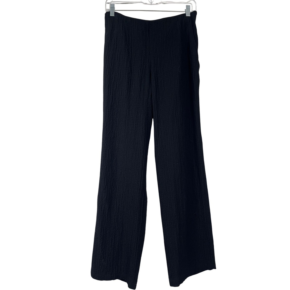 Orvis Black Crinkle Texture Wide Leg Pants Womens S Lightweight Travel Flowy